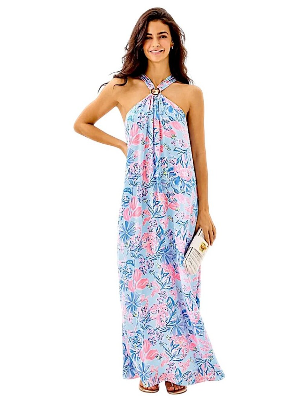 Lilly Pulitzer Clairabel Silk Maxi Dress in Multi/Elephant Splash NWT - Size 2